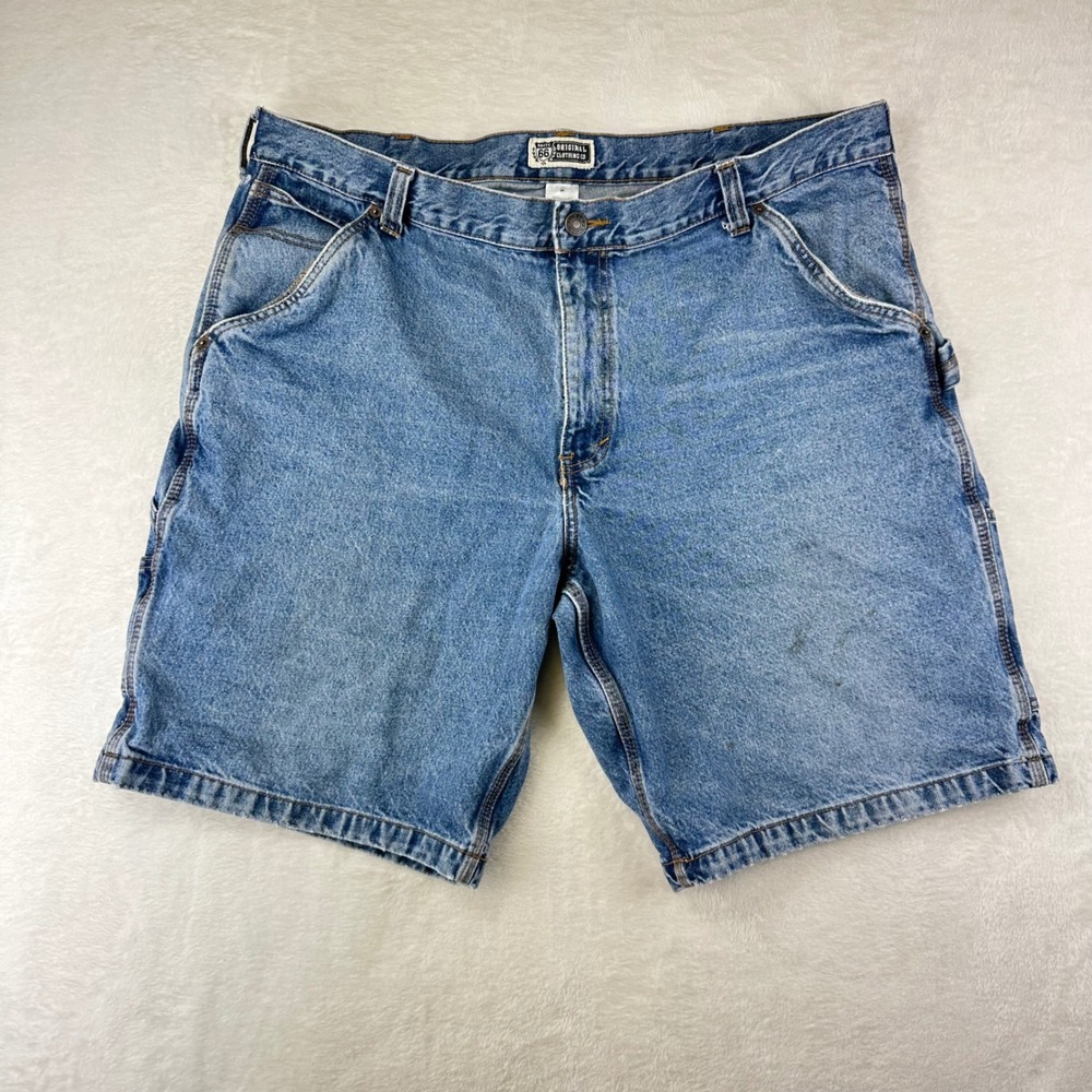 Route 66 Carpenter Shorts Mens 44 Blue Denim Utility Workwear 100% Cotton